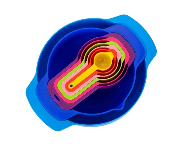 Shubh Luxmi 0833 8 Piece Nesting Bowls with Measuring Cups Set - multi coloured, 1200