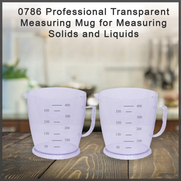 Shubh Luxmi 0786 Professional Transparent Measuring Mug for Measuring Solids and Liquids - Pack of 2 - multi coloured, 380