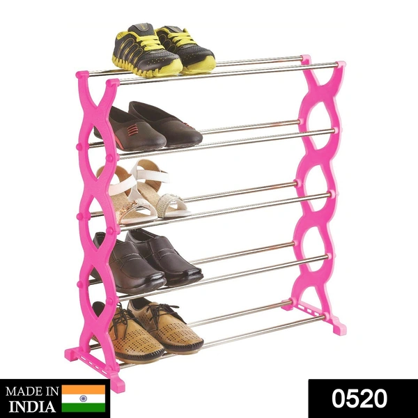 Shubh Luxmi 0520 Stackable 5 Layer Folding Shoe Rack - multi coloured, 1588