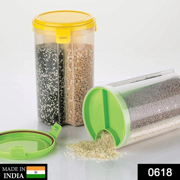 Shubh Luxmi 0618 3 in 1 Transparent Air Tight Storage Dispenser Container (1500ml) - multi coloured, 744