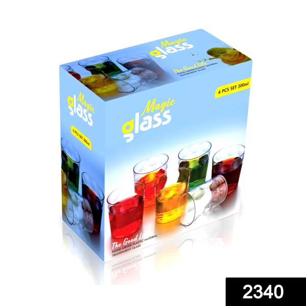 Shubh Luxmi 2340 Multi Purpose Unbreakable Drinking Glass (Set of 6 Pieces) (300ml) - multi coloured, 445
