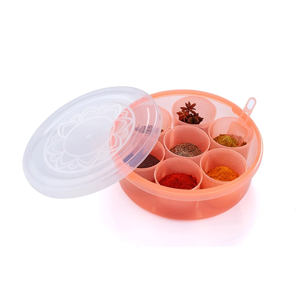 Shubh Luxmi 2026 Maitri Plastic Round Spice Box / Masala Dabba - Spice Jar (7pcs) - multi coloured, 774
