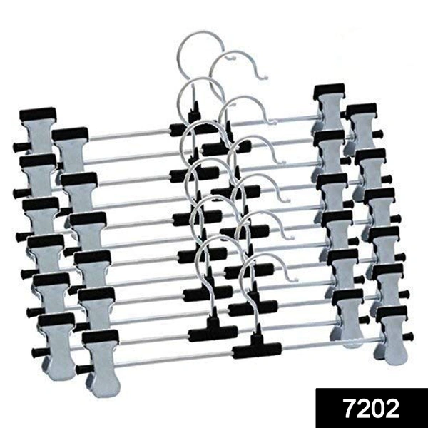 Shubh Luxmi 7202 Hangers with 2-Adjustable Anti-Rust Clips (Pack of 12) - multi coloured, 965