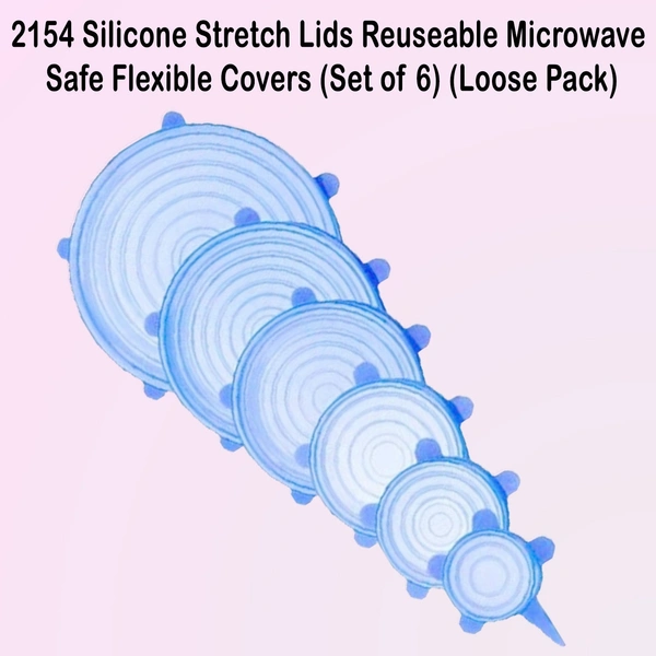 Shubh Luxmi 2154 Silicone Stretch Lids Reuseable Microwave Safe Flexible Covers (Set of 6) (Loose Pack) - multi coloured, 331