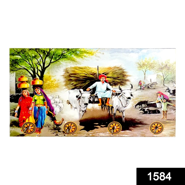 Shubh Luxmi 1584 Decorative Wooden Landscape Art with Hooks for Wall Hanging - multi coloured, 400