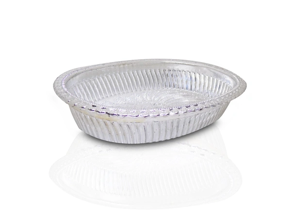 Shubh Luxmi 2090 Multipurpose Royal Design Oval Silver Gift Tray - multi coloured, 232