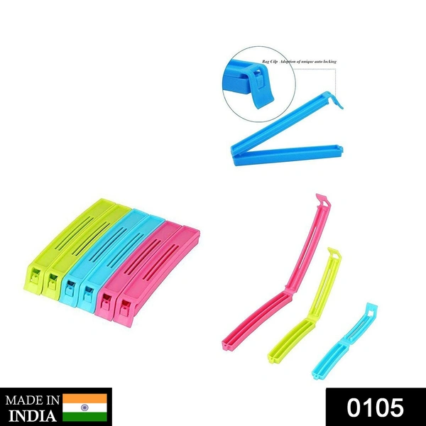 Shubh Luxmi 0105 Plastic Snack Bag Clip Sealer Set (18 Pcs, Multicolour) - multi coloured, 93