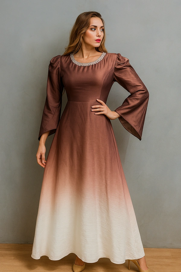 JUICY Elegant Ombre Glow Maxi Dress - 3XL, Cocoa Brown