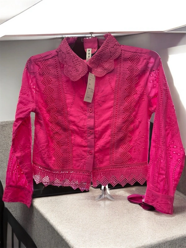 Korean Tops  Soft Pink Cotton Top - L, Carnation