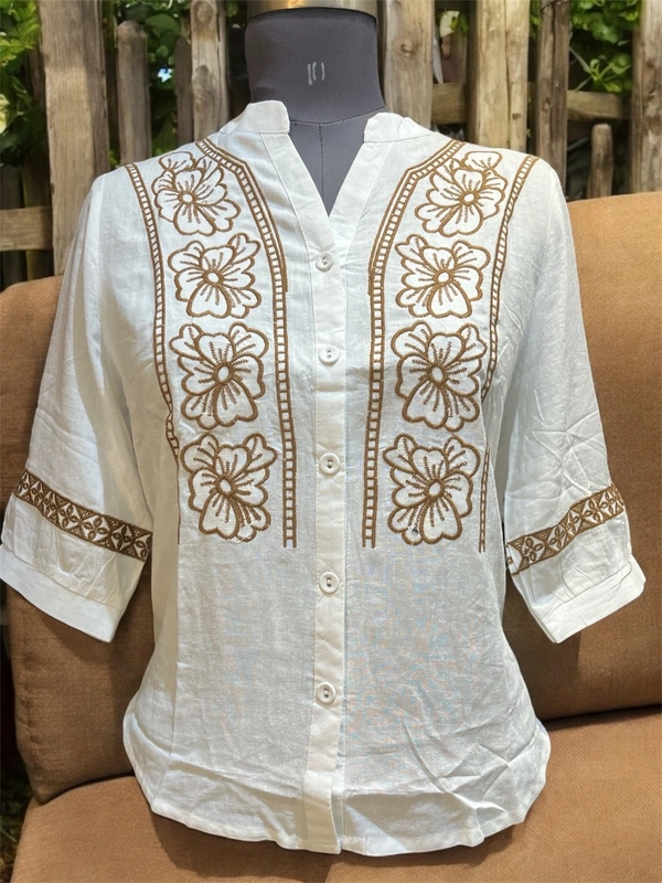 KIWI GIRL  Cotton Korean TOP  - White, L
