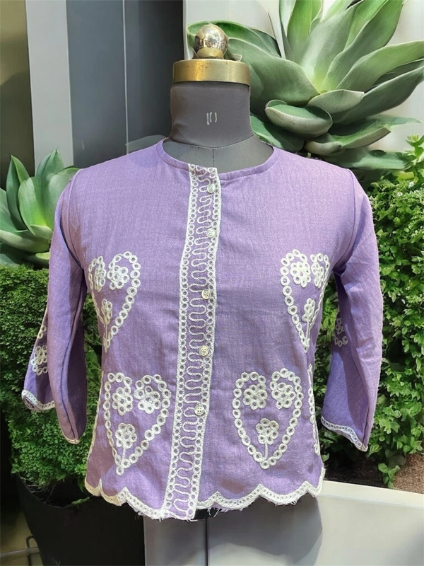 Meggie  Purple top thread work - Mauve, Free Size