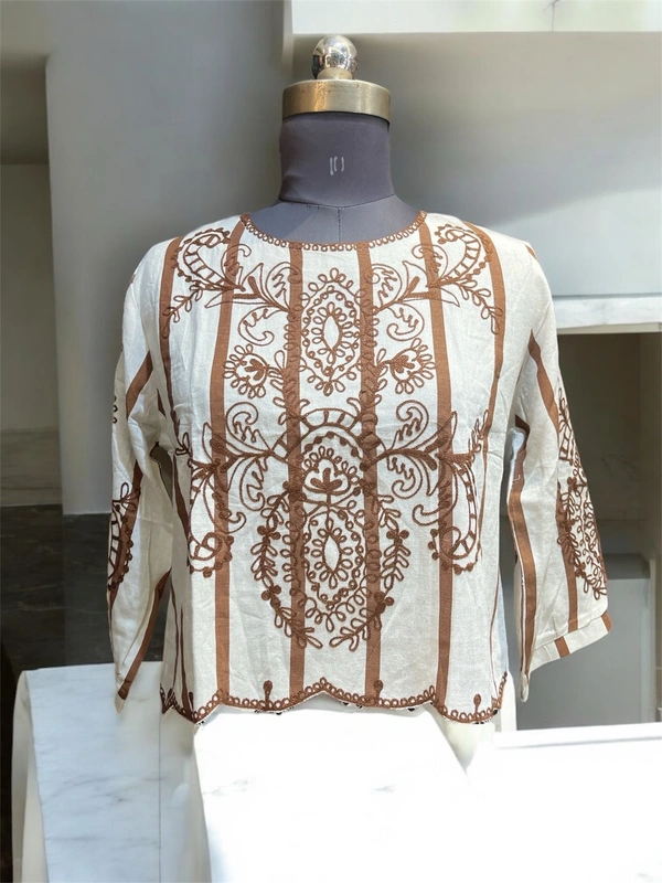  Cotton Korean TOP  - off white, L