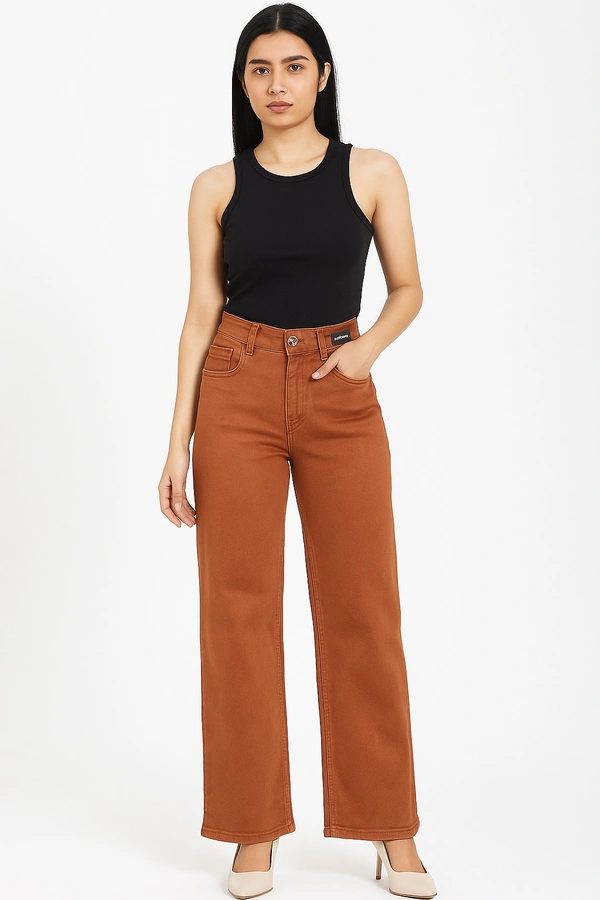 mee21 Wide Leg Brown Jeans  - caramel, 34