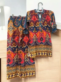 Printed Cord Set  - Carnaby Tan, M
