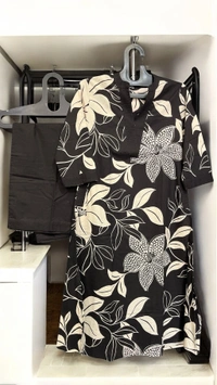 M N  BLACK PRINTED KURTA SET  - Black print, M