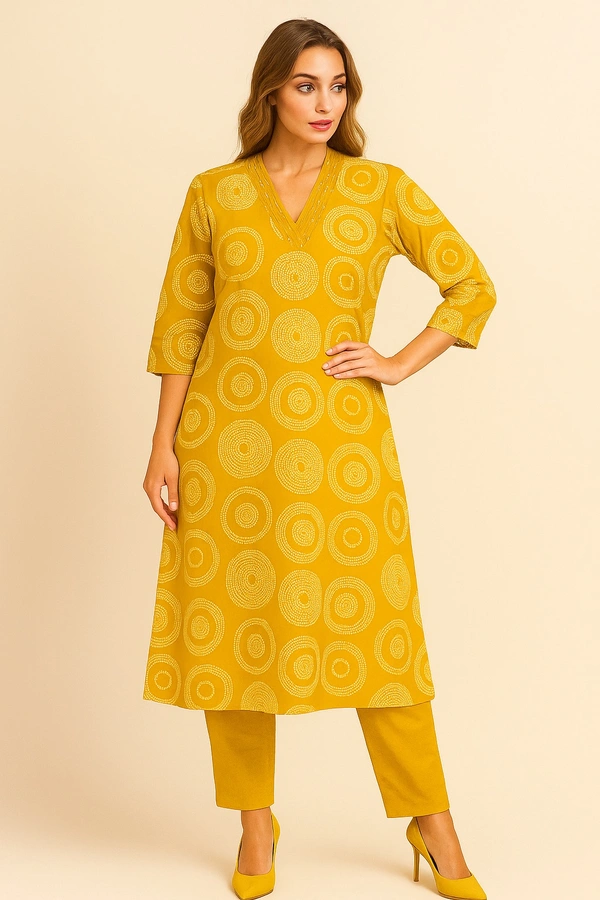 Raspberry  Mustard Yellow With Duppata Kuta Set  - mustard, L