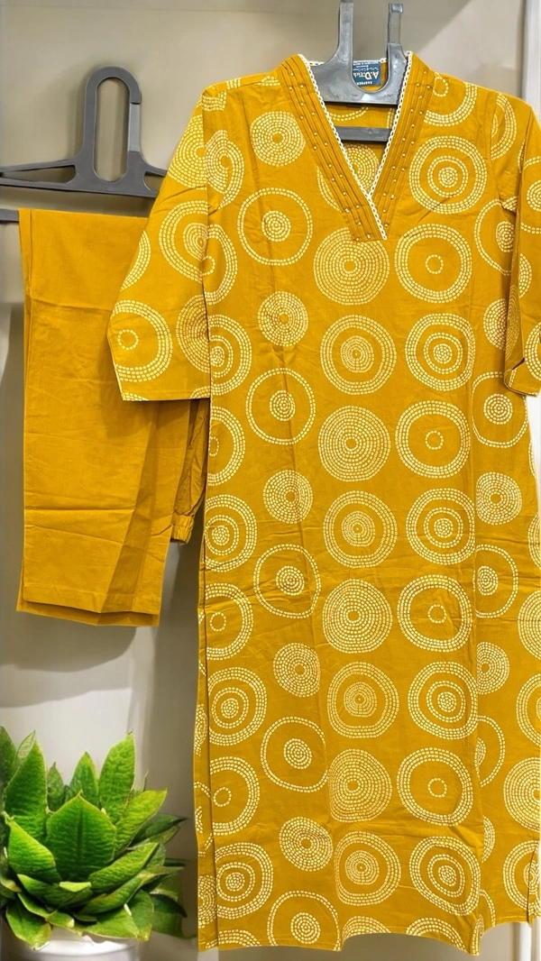 Raspberry  Mustard Yellow With Duppata Kuta Set  - mustard, L