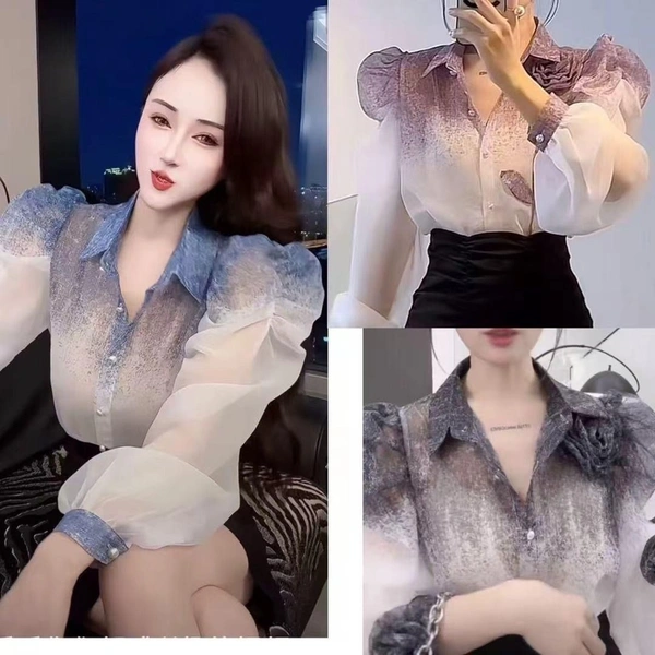 Important   Korean shirts for woman - Free Size, Gray