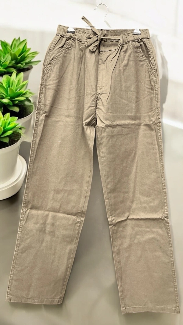 MQ Jeans  Beige High-Waist Mom-Fit Cotton Trousers - baige, 28