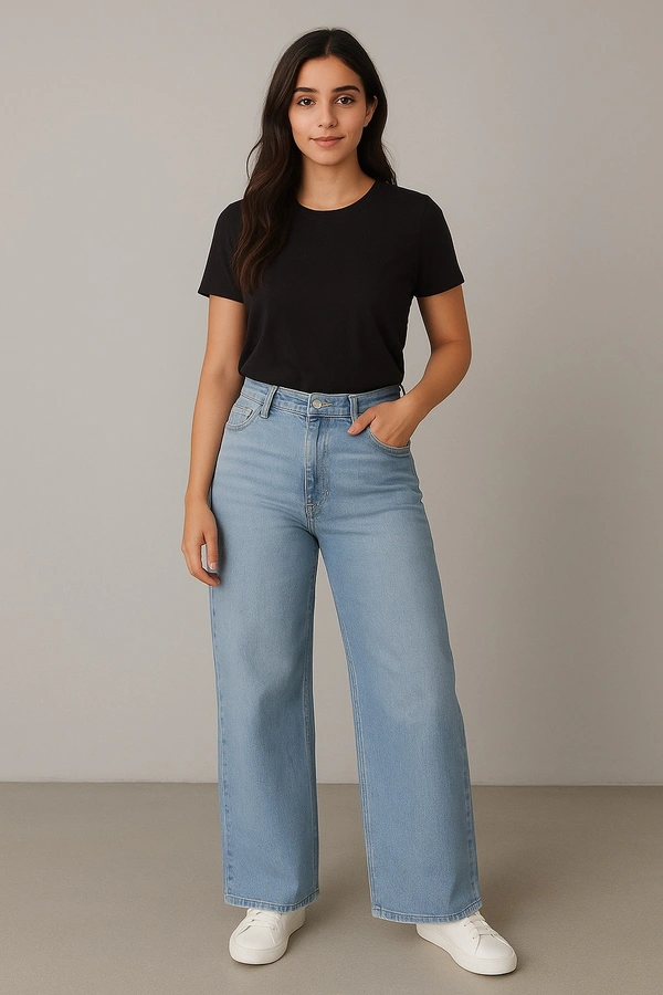 Limore Light Blue High-Rise Wide-Leg Jeans - stone, 32