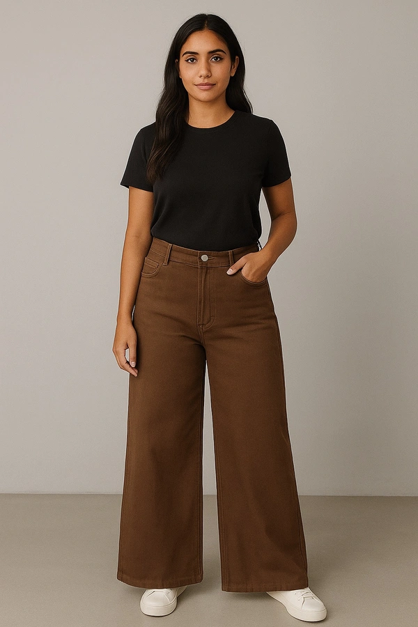OVAL Dark Coffee Brown Wide-Leg High-Waist Jeans - dark coffee, 28