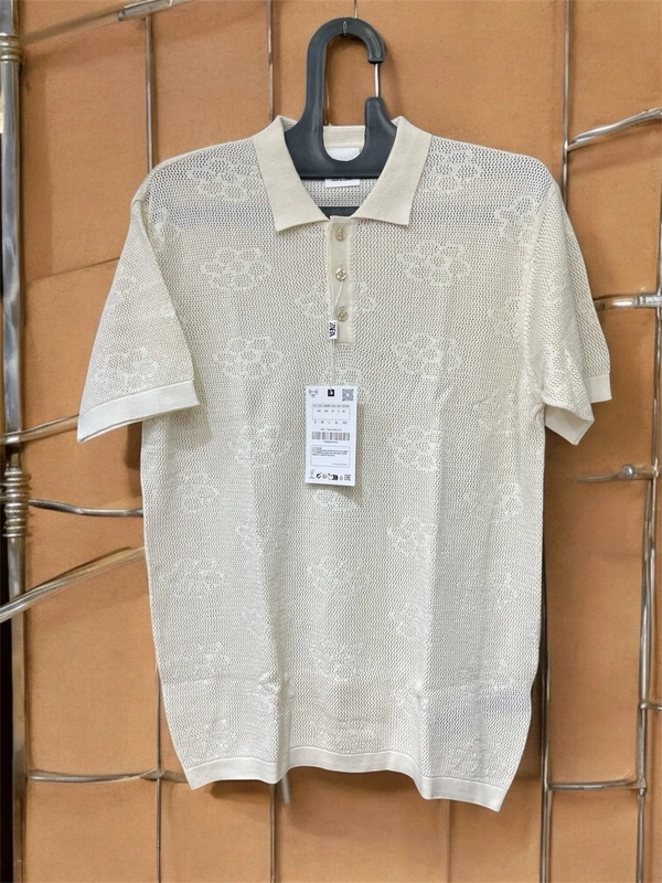 Important  Ivory Breeze Textured Polo – Zara Edition - ivory. white, M