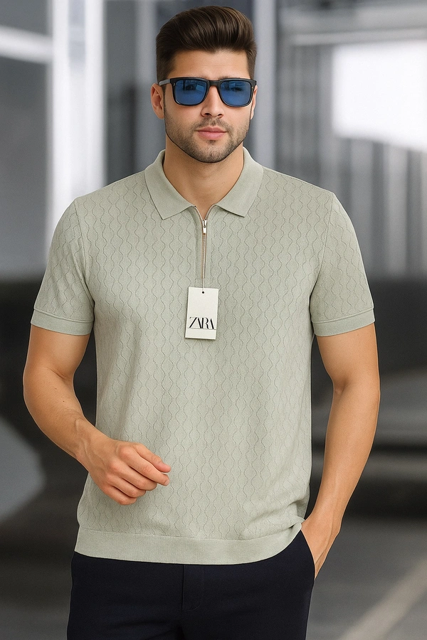 Important  Mint Weave Half-Zip Polo – Zara Style - Pestal mint green, M