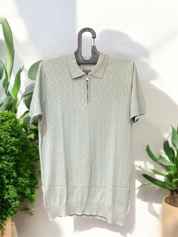 Important  Mint Weave Half-Zip Polo – Zara Style - Pestal mint green, M