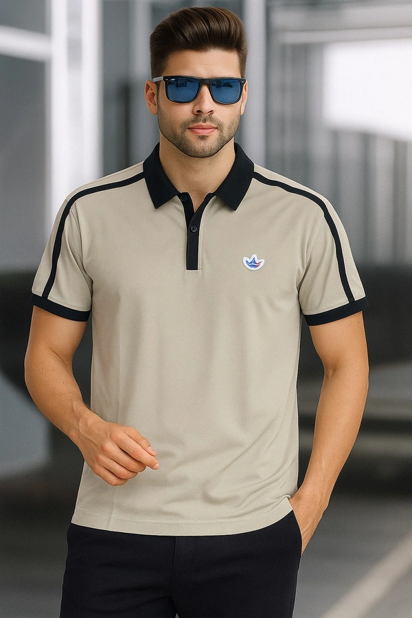 Important  Dual-Tone Sport Polo Tee - stone Baige, XL