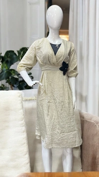 FC Outfit Golden Glow Wrap Fit & Flare Dress
 - golden, Free Size