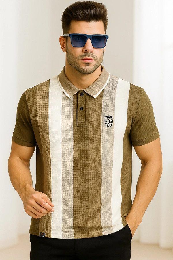 Stride Royal Stripe Polo – Olive Edition - Barley Corn, XL