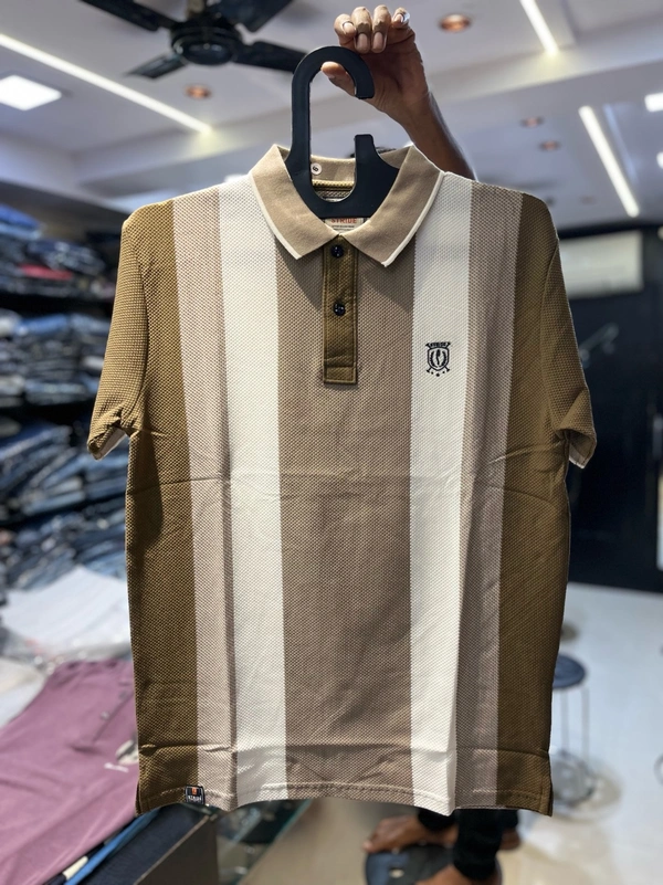 Stride Royal Stripe Polo – Olive Edition - Barley Corn, XL
