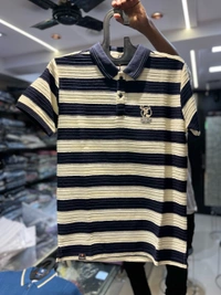 Stride Heritage Stripe Polo – Navy Beige Edition - Blue Stripes, XXL
