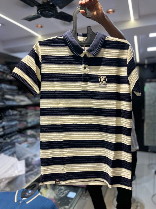Stride Heritage Stripe Polo – Navy Beige Edition - Blue Stripes, XXL