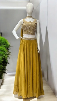 SHIVALI Elegant Threadwork Sharara Set - Tangerine, XL