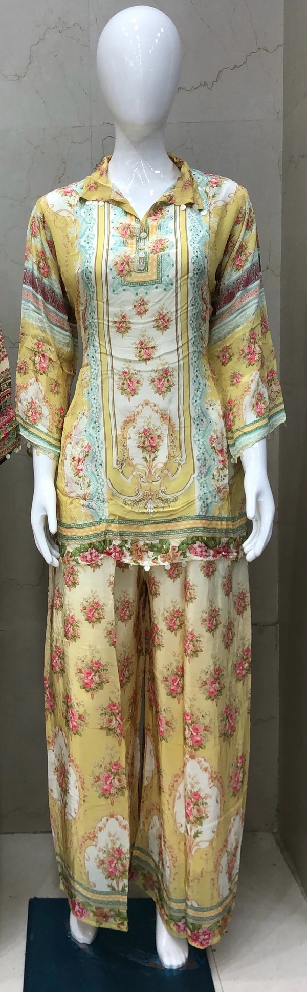 Raspberry Royal Yellow Garden Printed Co-ord Set” - Festival, L