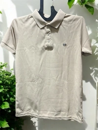 Imported Urban Beige Polo Neck Cotton T-Shirt - beige, XL