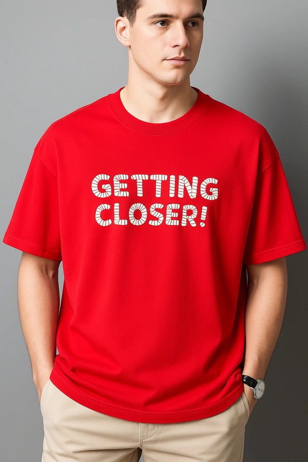 Imported Red Oversized Cartoon Mummy Graphic Tee – ‘Getting Closer!’ Edition”
 - Red, L Oversize