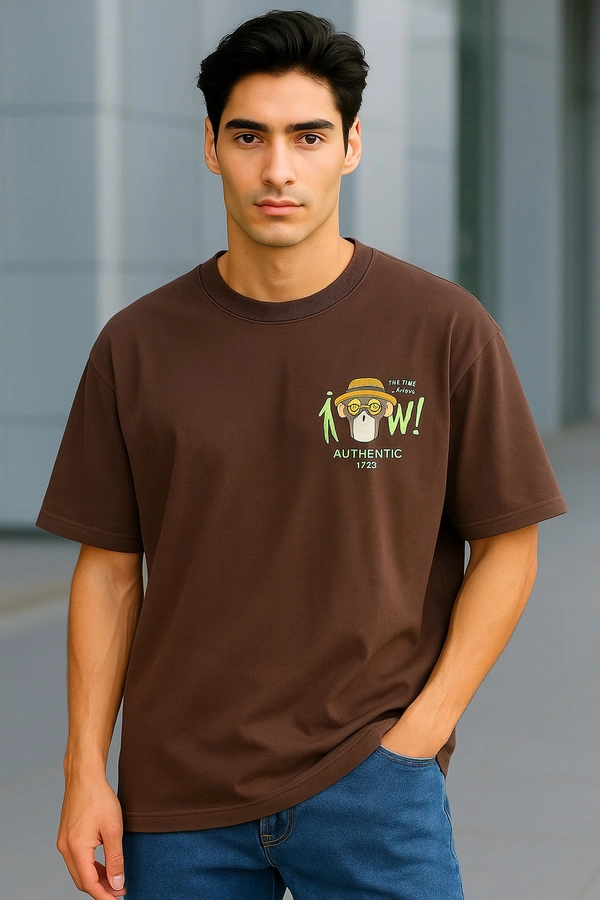 Imported Chill Monkey Brown Oversized Tee - Morocco Brown, L