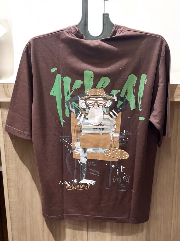 Imported Chill Monkey Brown Oversized Tee - Morocco Brown, L