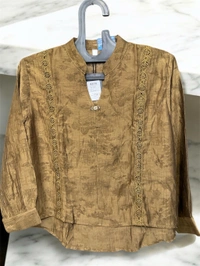 Meow  Elegant Korean-Style Mustard Textured Top - Rusty Nail, L