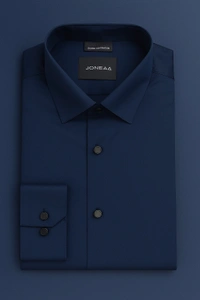 Joneaa  JONEAA Men’s Executive Navy Blue Satin Shirt - Navy, 3XL