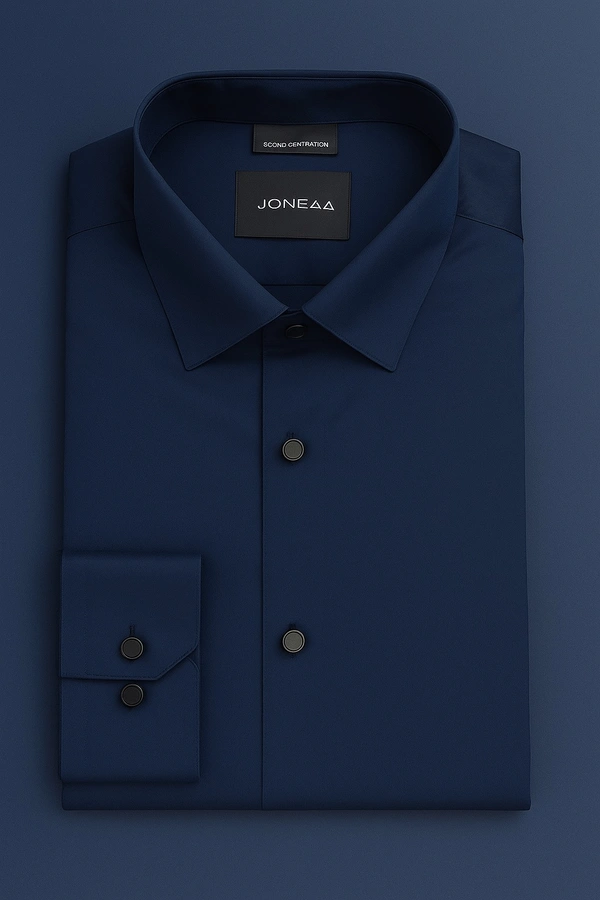 Joneaa  JONEAA Men’s Executive Navy Blue Satin Shirt - Navy, 3XL