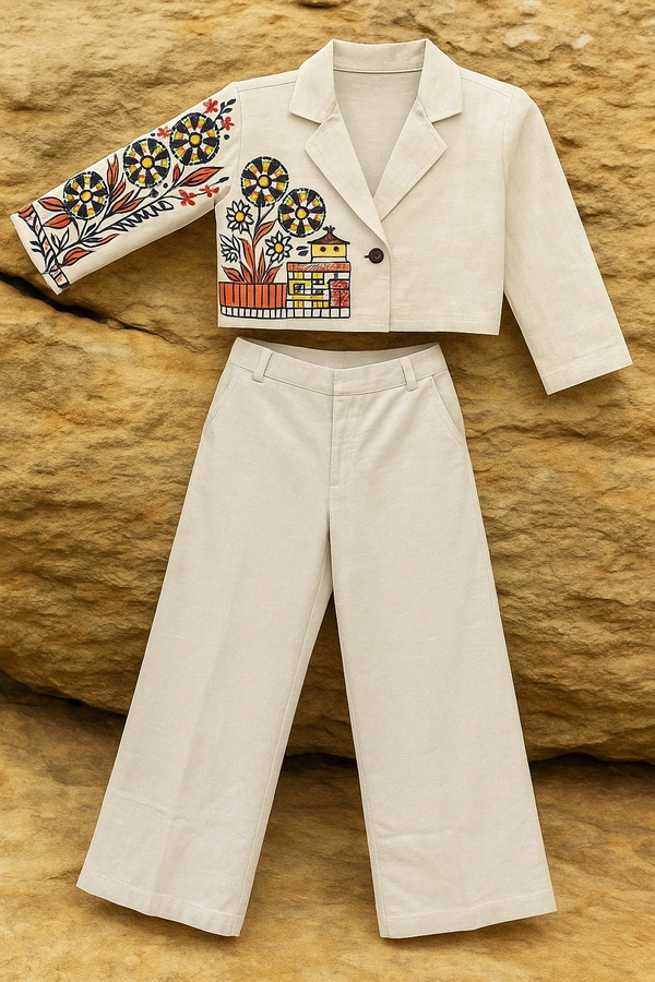 Tattoo Royal Heritage Linen Embroidered Co-ord Set - Chino, M