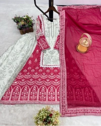 Raspberry  Royal Ruby Chinon Silk Palazzo Set  - Jazzberry Jam, M