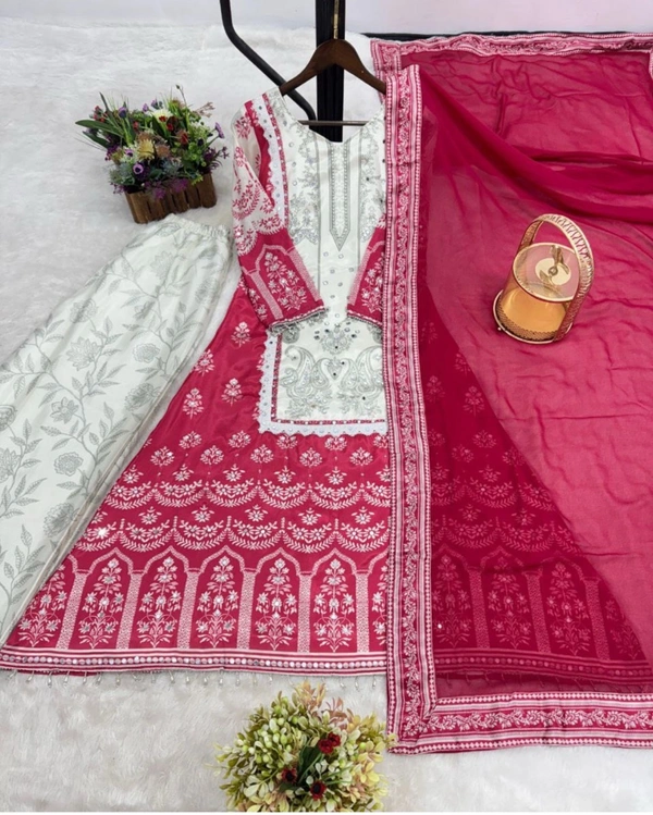 Raspberry  Royal Ruby Chinon Silk Palazzo Set  - Jazzberry Jam, M