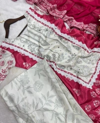 Raspberry  Royal Ruby Chinon Silk Palazzo Set  - Jazzberry Jam, M