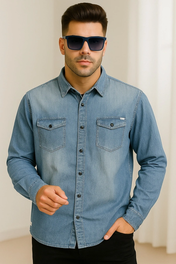 Structuren Cargo  Men’s Stylish Denim Casual Shirt – XXL - denime, XXL
