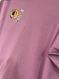 Korean Trendy Oversized Half Sleeve “Smile” Printed T-Shirt for Women  - Lavender, Free Size