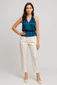 Korean Cobalt Blue Backless Halter Top - cobalt blue, Free Size